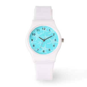 Starfish Pattern in Turquoise and White. Watch