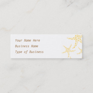 Starfish Pattern in Yellow and White. Mini Business Card