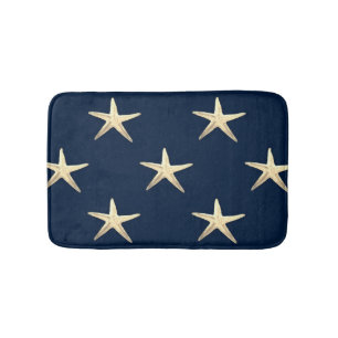 Starfish pattern on Solid Background Bath Mat