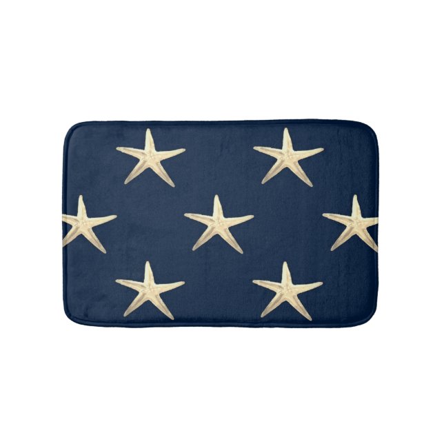 Starfish pattern on Solid Background  Bath Mat (Front)