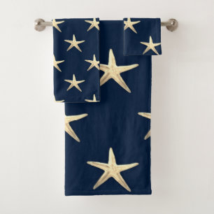 Starfish pattern on Solid Background Bath Towel Set