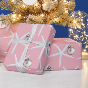 Starfish Pattern Pink Christmas Gift Wrap