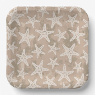 Starfish Pattern Sand Beige Paper Plate