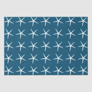 Starfish Pattern White Blue Cute Elegant Nautical Tissue Paper