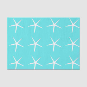 Starfish Pattern White Teal Blue Nautical Abstract Tissue Paper
