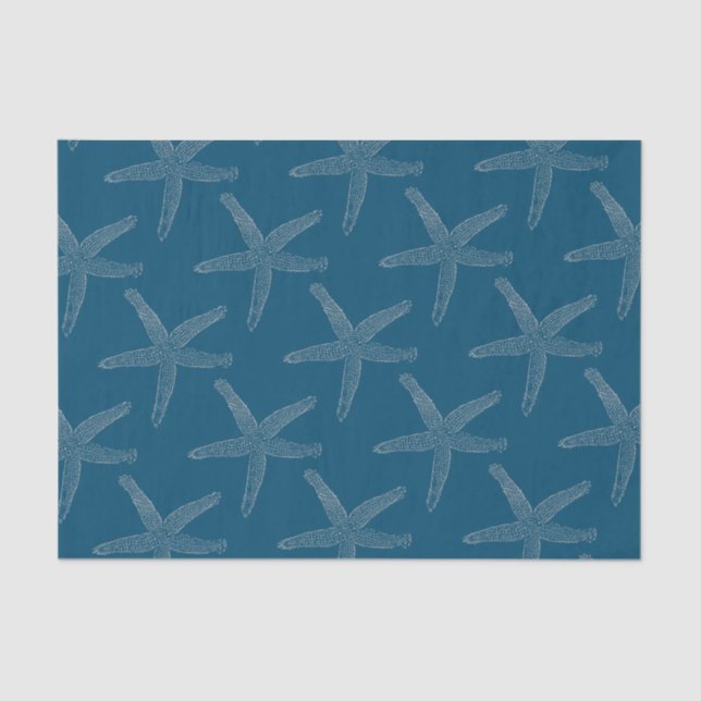 Starfish Patterns Beach Coastal Ocean Blue Custom Tissue Paper (Front)