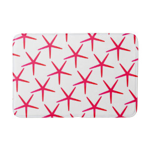 Starfish Patterns Beach Pink Red White Cute Girly Bath Mat