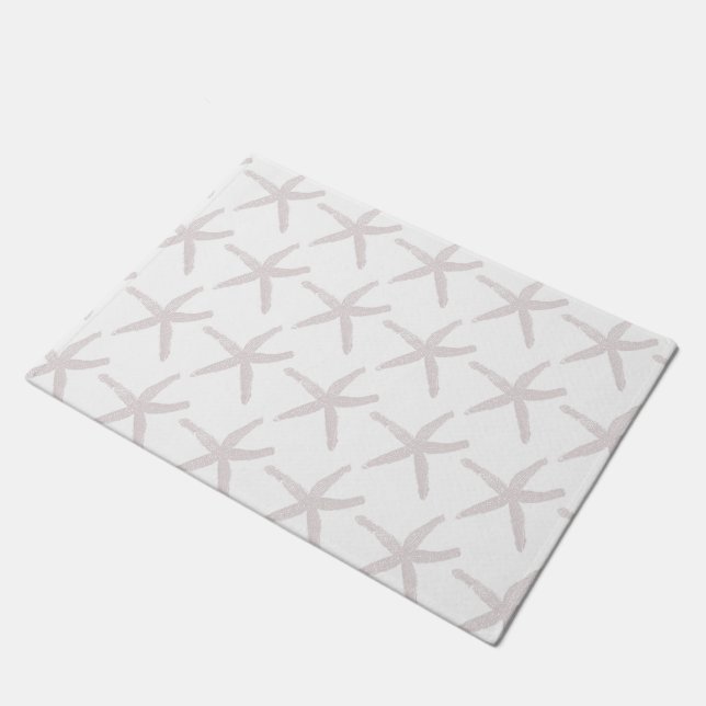 Starfish Patterns Nautical Beach Coral White Cute Doormat (Angled)