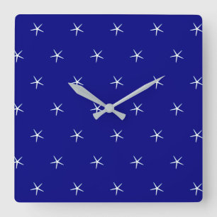 Starfish Patterns Navy Blue Custom Nautical Gift Square Wall Clock