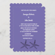 Starfish Patterns Purple White Cute Beach Wedding