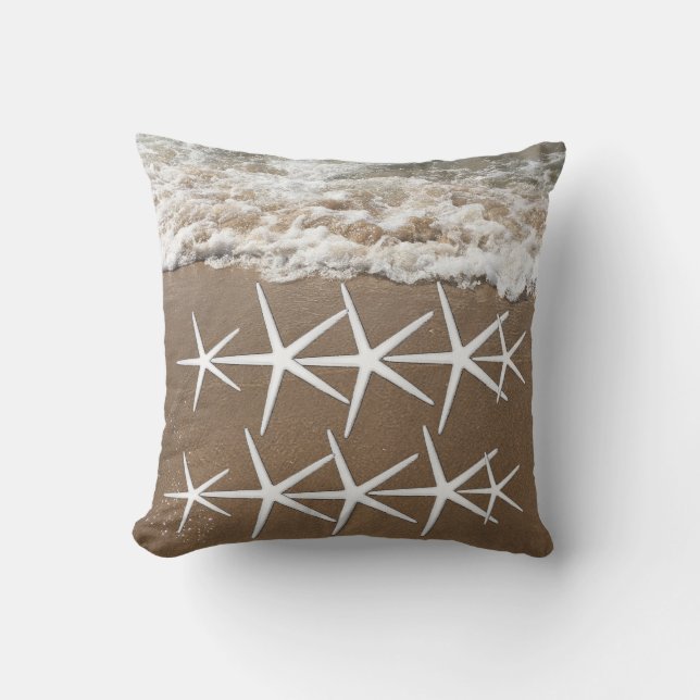 Starfish Patterns Sandy Beach Ocean Nautical Cute Outdoor Pillow (Front)