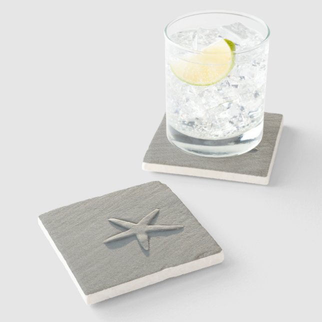 Starfish Photo Beach House Marble Coaster (Side)