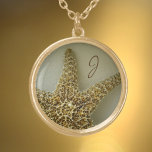 Starfish Photographic Natural Monogrammed Gold Plated Necklace<br><div class="desc">For Mermaids and beach lovers,  this charming pendant necklace is a wish come true with the close-up photographic natural starfish. Personalize this coastal necklace with her Monogram for a beautiful gift.  This image is original nature photography by JLW_PHOTOGRAPHY.</div>