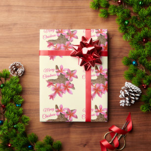 Starfish Pink Plumeria Tropical Christmas Occasion Wrapping Paper