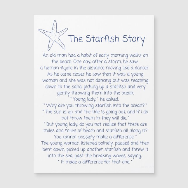 Starfish poem, the Starfish story, Foster mom gift (Front)