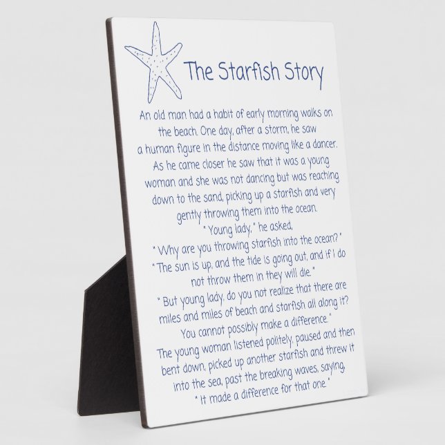 Starfish poem, the Starfish story, Foster mom gift Plaque (Side)