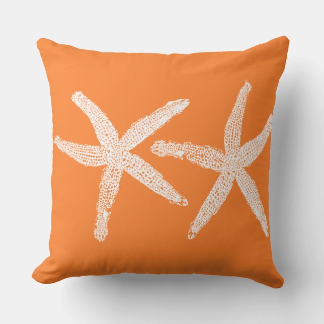 Starfish Pumpkin Orange Fall Beach Home Decor Outdoor Pillow (Front)