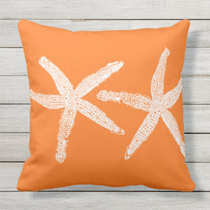 Starfish Pumpkin Orange Fall Beach Home Decor Outdoor Pillow