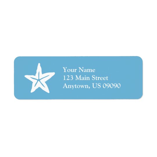 Starfish Return Address Label (Sky Blue / White)