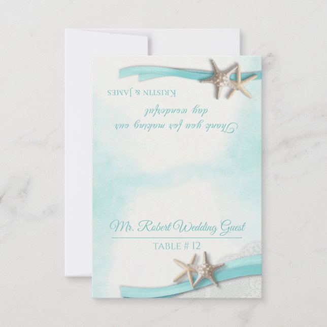 Starfish Ribbon and Lace DIY Seating rsvp Card (Front)