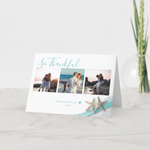 Starfish Ribbon and Lace Thankful with Photo Thank You Card