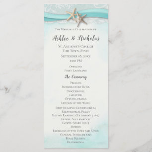 Starfish Ribbon Beach Wedding Program