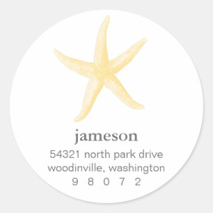 Starfish Round Address Label