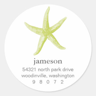 Starfish Round Address Label