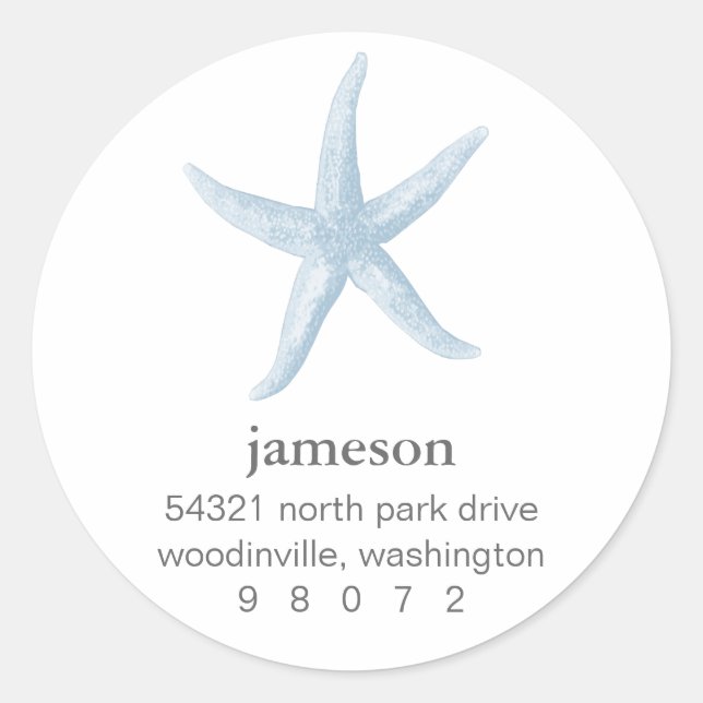 Starfish Round Address Label (Front)