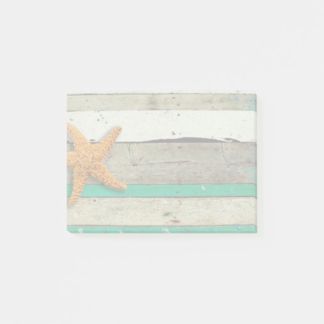 Starfish Rustic Beach Board Nautical Post-it Notes (Front)