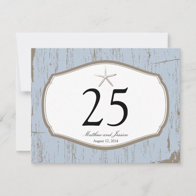 Starfish Rustic Beach Table Number (Front)