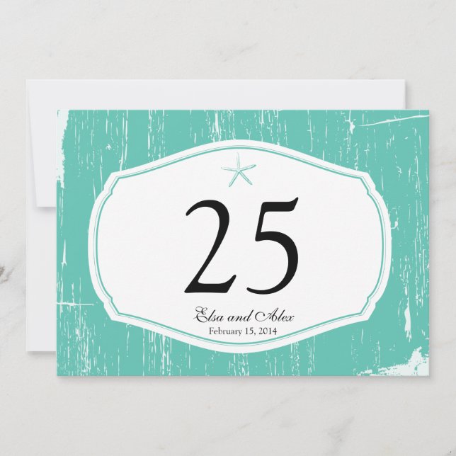 Starfish Rustic Beach Table Number (Front)