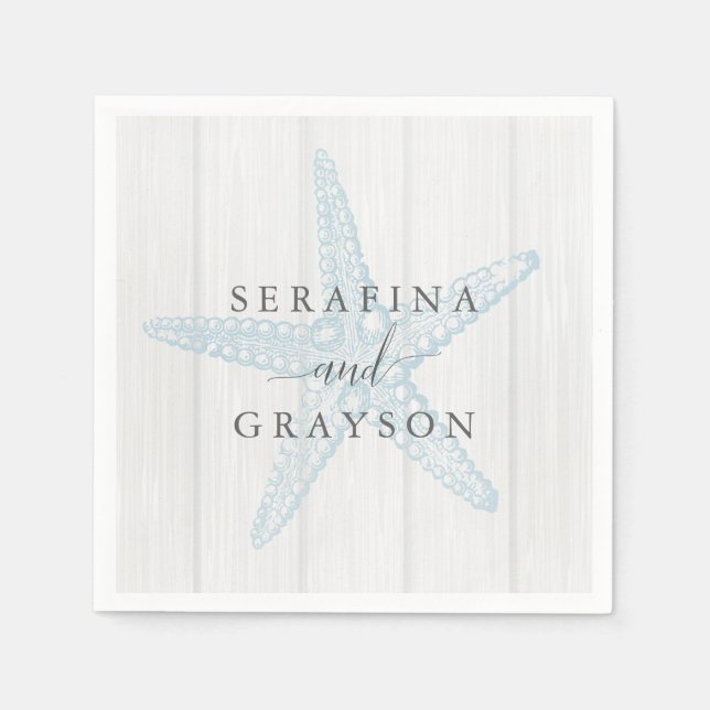 Starfish Rustic Beach Wedding Napkin (Front)