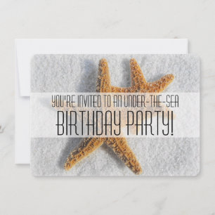 Starfish Sand Beach Ocean Theme Birthday Party Invitation