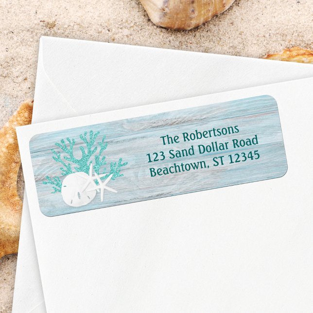 Starfish Sand Dollar Aqua Glitter Wood (Creator Uploaded)