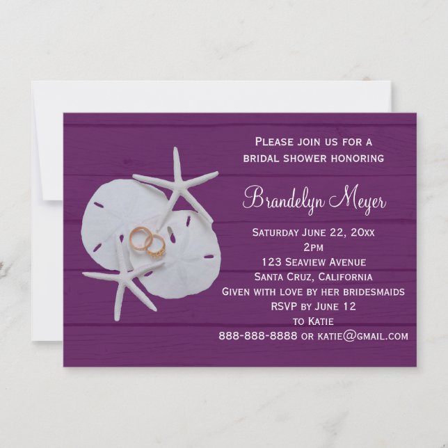 Starfish Sand Dollar Bridal Shower Invitations (Front)