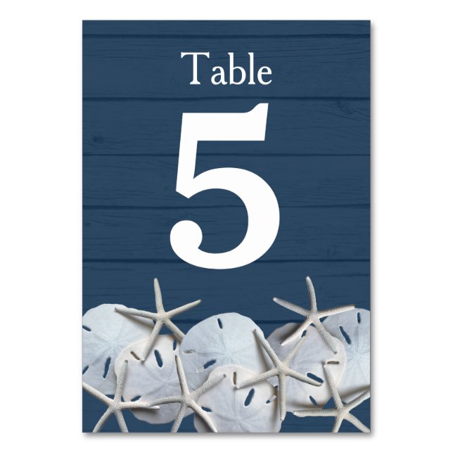 Starfish Sand Dollar Mariage Tableau Numéro Cartes (Par défaut)