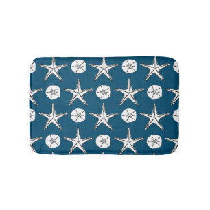 Starfish Sand Dollar Sketch Pattern Bath Mat