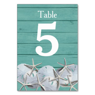 Starfish Sand Dollar Wedding Table Number Cards