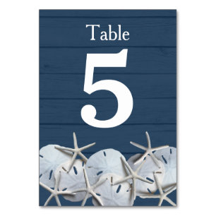 Starfish Sand Dollar Wedding Table Number Cards