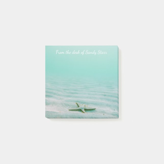 Starfish & Sand Nautical Aqua Water Tropical Beach Post-it Notes (Front)