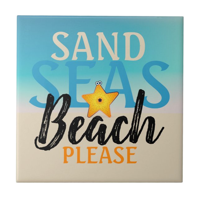 Starfish Sand Seas Beach Tile (Front)