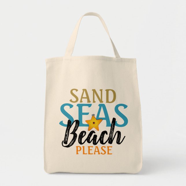 Starfish Sand Seas Beach Tote Bag (Front)