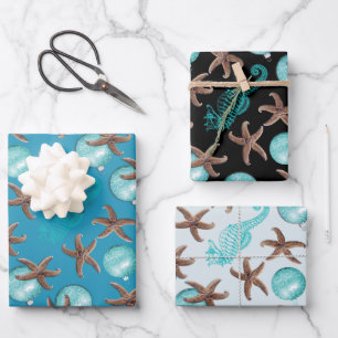 Starfish Sea Horses Christmas Gift Wrapping Sheets