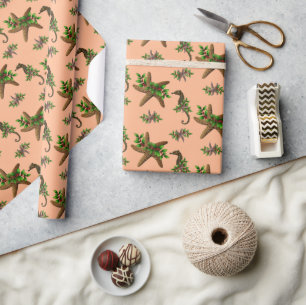 Starfish Sea Horses Pattern Christmas Wrapping Paper