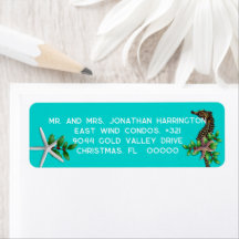 Starfish Seahorse Christmas Return Address labels