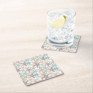 Starfish Seamless Pattern Paper Coasters