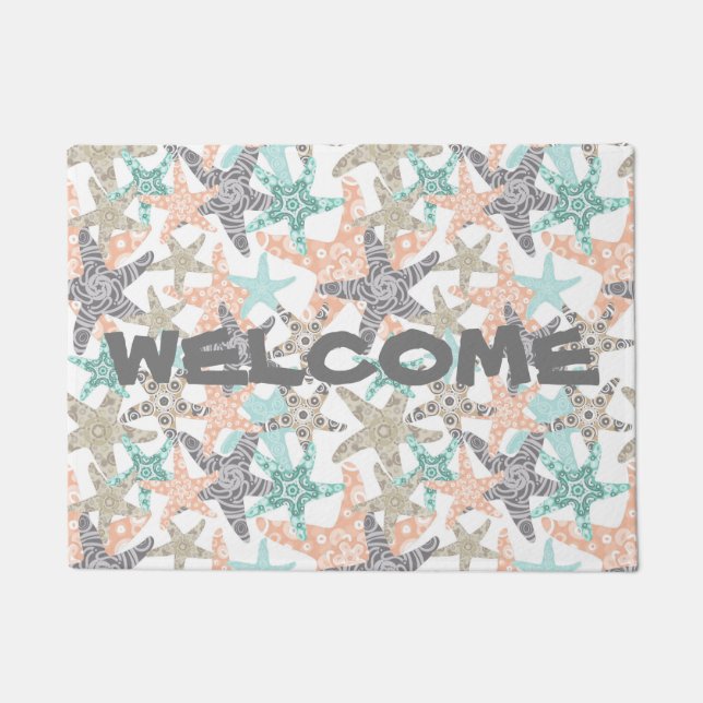 Starfish Seamless Pattern Welcome Doormat (Front)