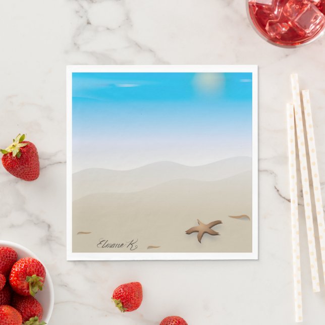 Starfish Seashell Themed Paper Napkins (Insitu)