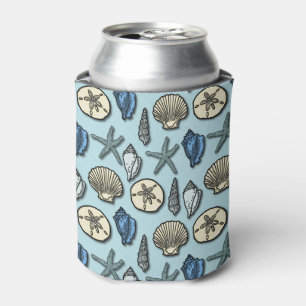 Starfish Seashells Pretty Nautical Beach Pattern Can Cooler